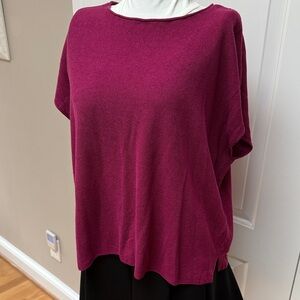 Eileen Fisher Fuchsia Linen Blend Knit Top Size M